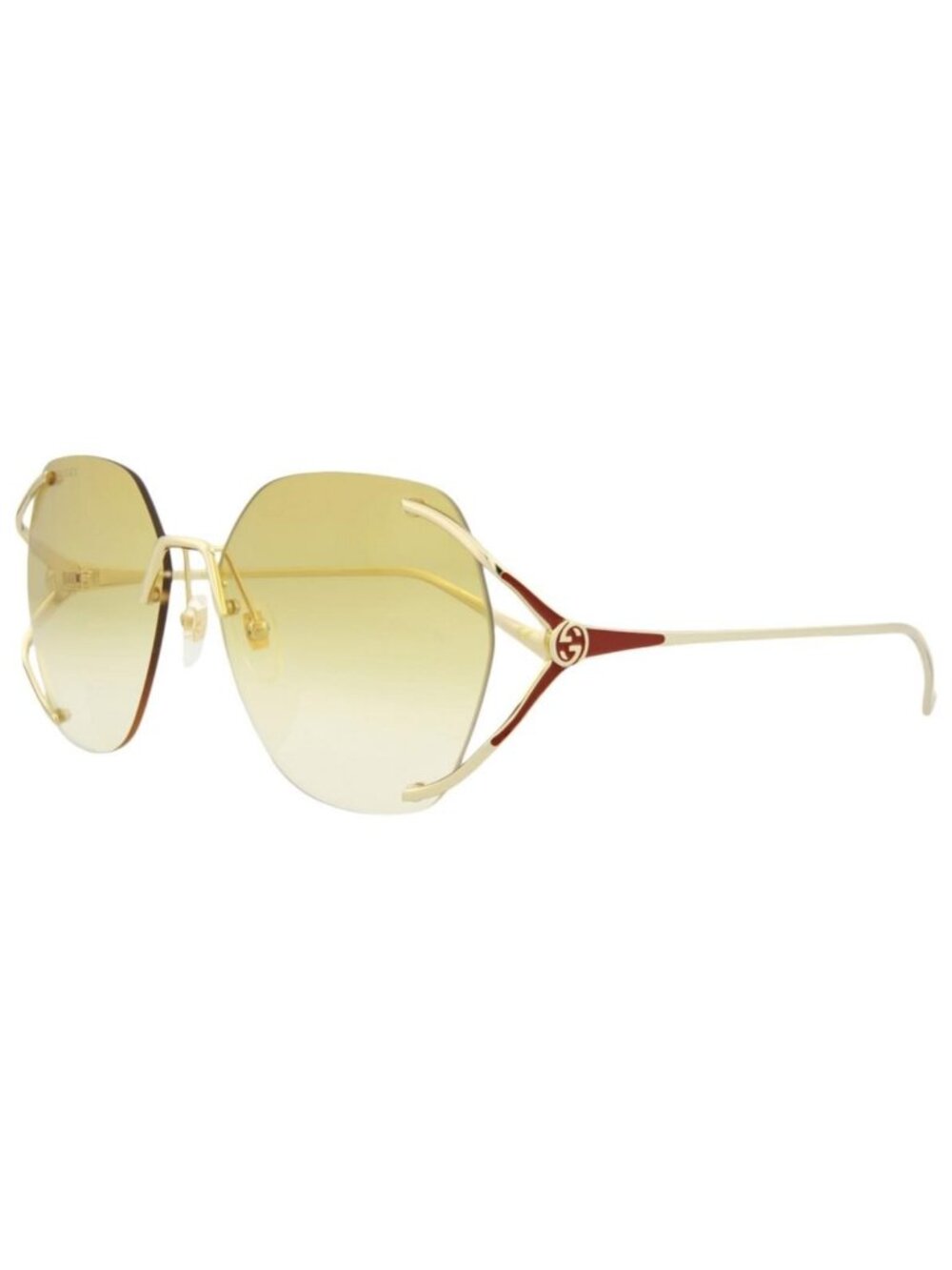 New Gucci Womens Square/Rectangle Gold Gold Yellow Fashion Designer Sunglasses